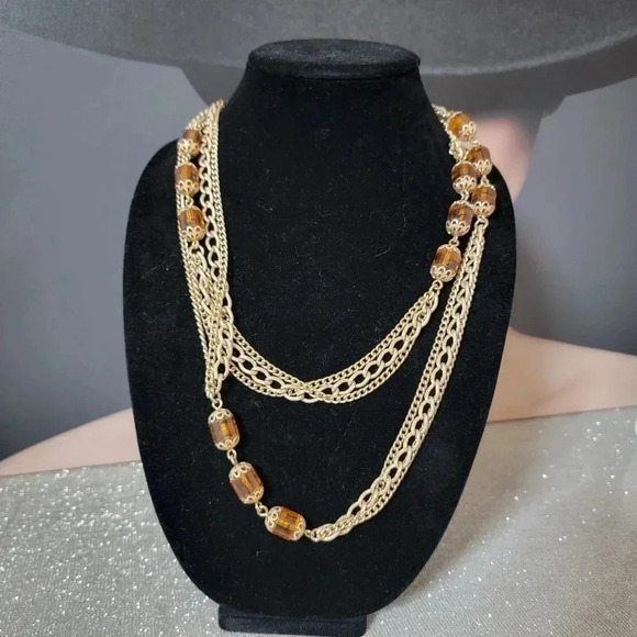 Sarah Coventry 1972 Golden Lanterns Multi Strand Necklace - Picture 1 of 1